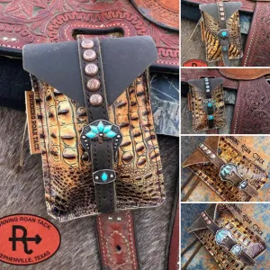 Savannah Croc Mini Saddle Bag with Your Choice of Buckle and Fringe for Phone, Keys, Roping Powder, etc