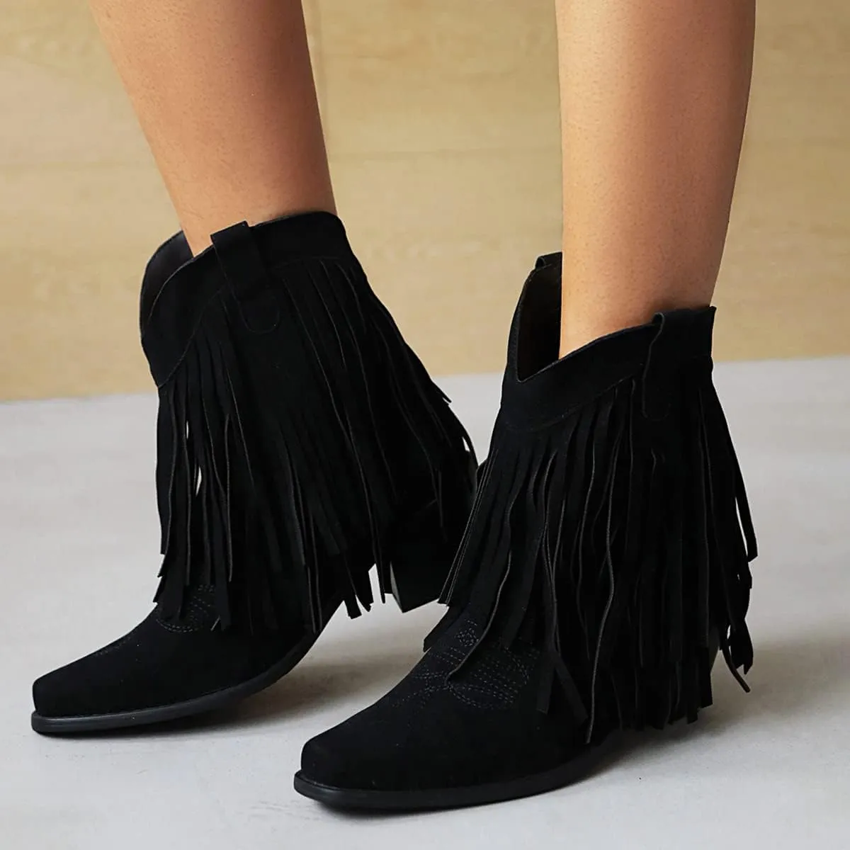Scaoruki Classic Women Fringe Western Boots