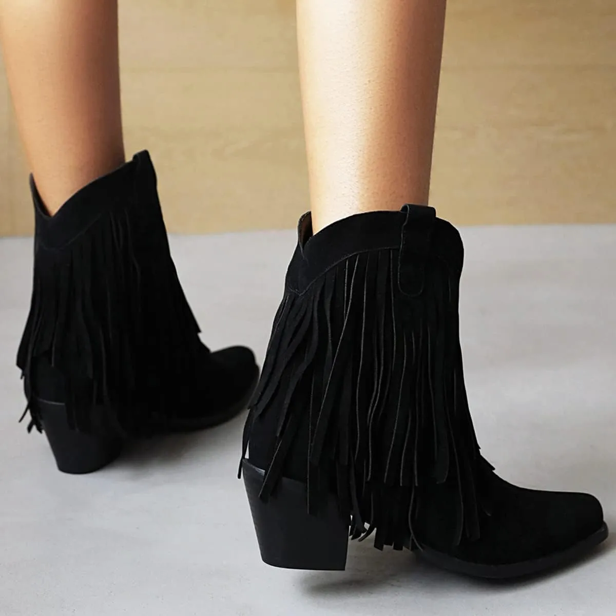 Scaoruki Classic Women Fringe Western Boots
