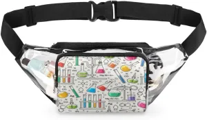 Science Formulas Laboratory Theme Clear Fanny Pack Stadium Approved Clear Crossbody Belt Bag for Women Men Transparent Waist Bag with Adjustable Strap for Concerts Sports Events Travel