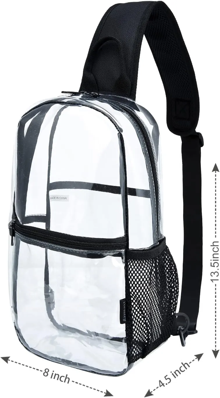See-Through Clear Sling Backpack, Crossbody Bag for Men, Transparent Concert Approved Bag Plastic One Strap