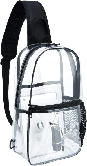 See-Through Clear Sling Backpack, Crossbody Bag for Men, Transparent Concert Approved Bag Plastic One Strap