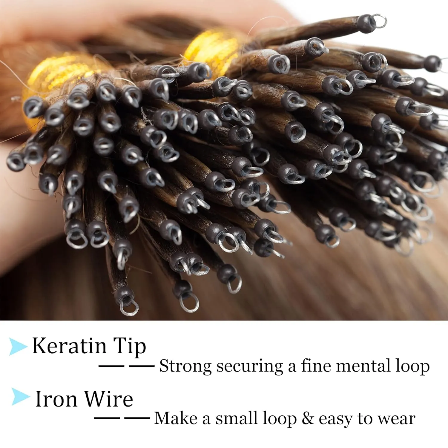 SEGO Nano Tip Hair Extensions Human Hair Balayage Nano Beads Pre-bonded Seamless Nano Ring Highlight Hair Extensions for Women 1g/strand 50g/pack -16 Inch /4P27 Medium Brown&Dark Blonde