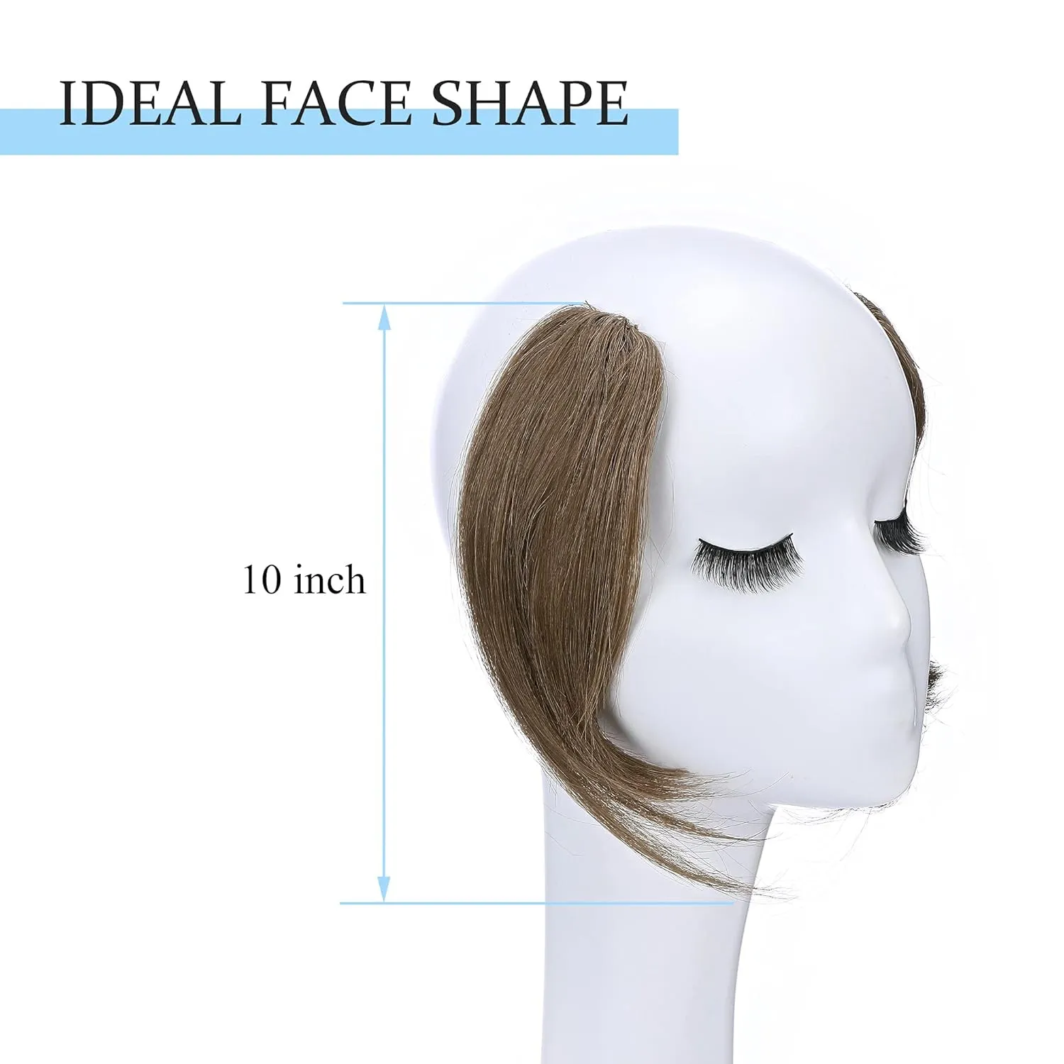 SEGO Side Bangs Clip in Bangs 100% Real Human Hair 10 inch 2PCS French Bangs Wave Fringe Swept Natural look Hair Piece 15g/Pcs-Light Brown