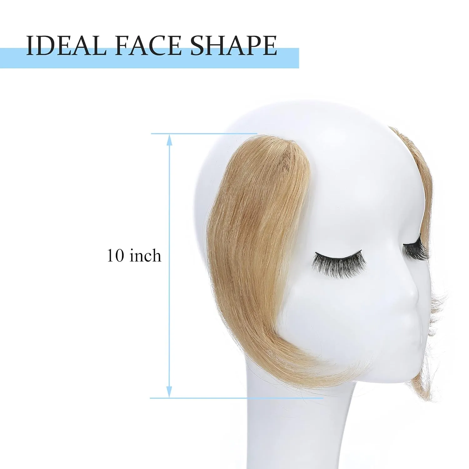 SEGO Side Bangs Clip in Bangs 100% Real Human Hair 10 inch 2PCS French Bangs Wave Fringe Swept Natural look Hair Piece 15g/Pcs-Natural Blonde