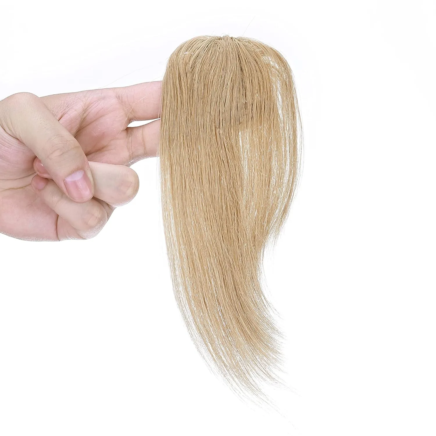 SEGO Side Bangs Clip in Bangs 100% Real Human Hair 10 inch 2PCS French Bangs Wave Fringe Swept Natural look Hair Piece 15g/Pcs-Natural Blonde