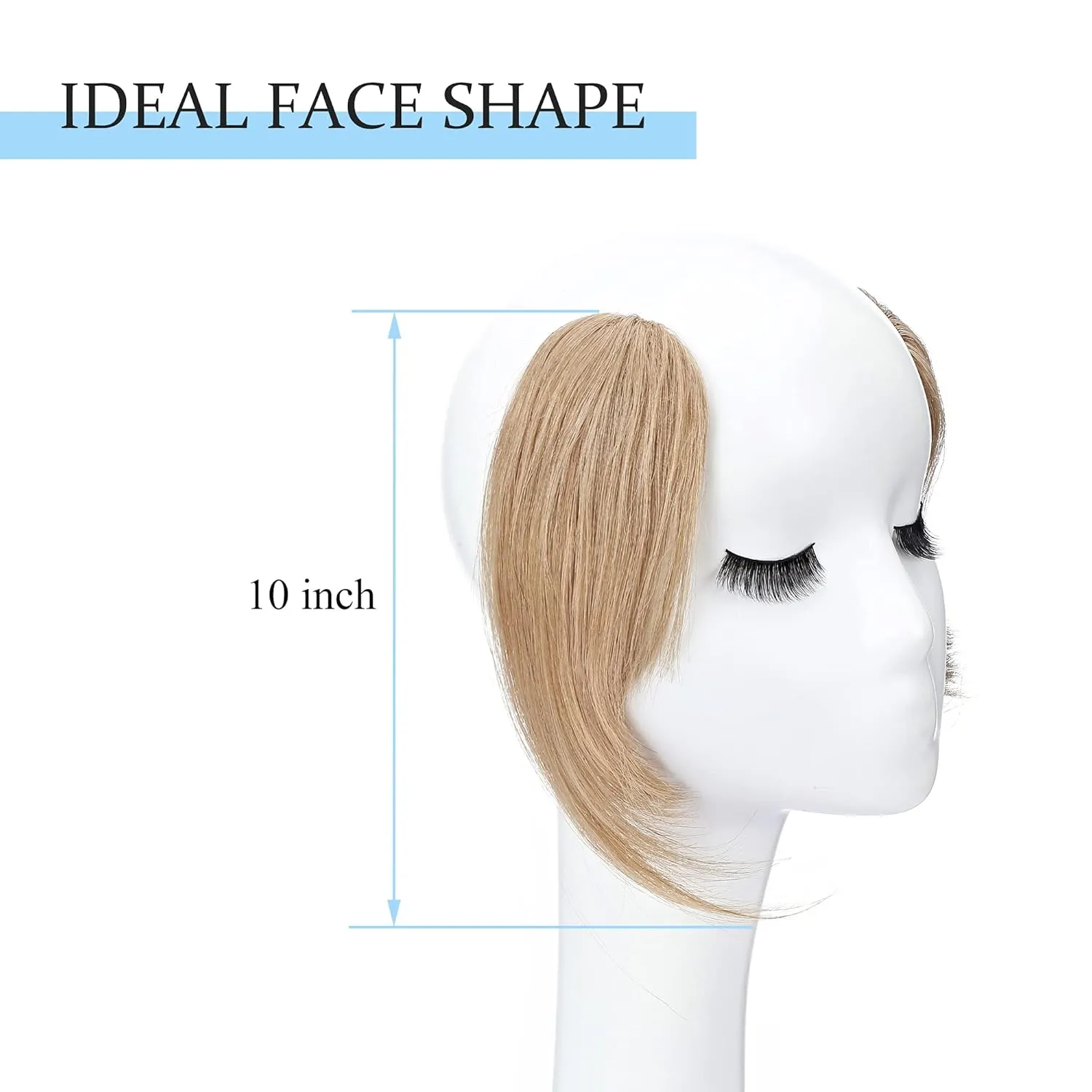 SEGO Side Bangs Clip in Bangs 100% Real Human Hair 10 inch 2PCS French Bangs Wave Fringe Swept Natural look Hair Piece 15g/Pcs/Dark Blonde