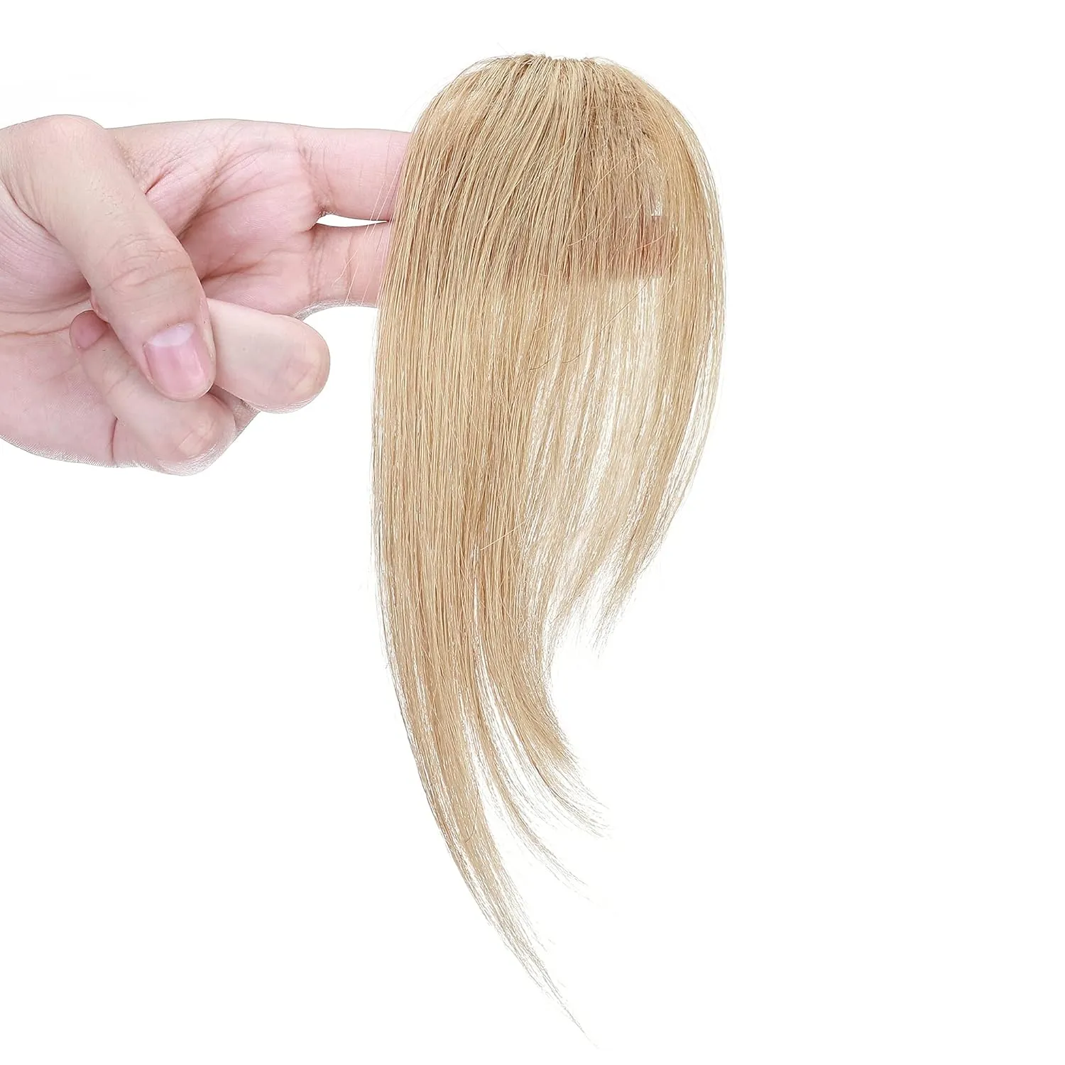 SEGO Side Bangs Clip in Bangs 100% Real Human Hair 10 inch 2PCS French Bangs Wave Fringe Swept Natural look Hair Piece 15g/Pcs/Dark Blonde