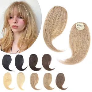 SEGO Side Bangs Clip in Bangs 100% Real Human Hair 10 inch 2PCS French Bangs Wave Fringe Swept Natural look Hair Piece 15g/Pcs/Dark Blonde