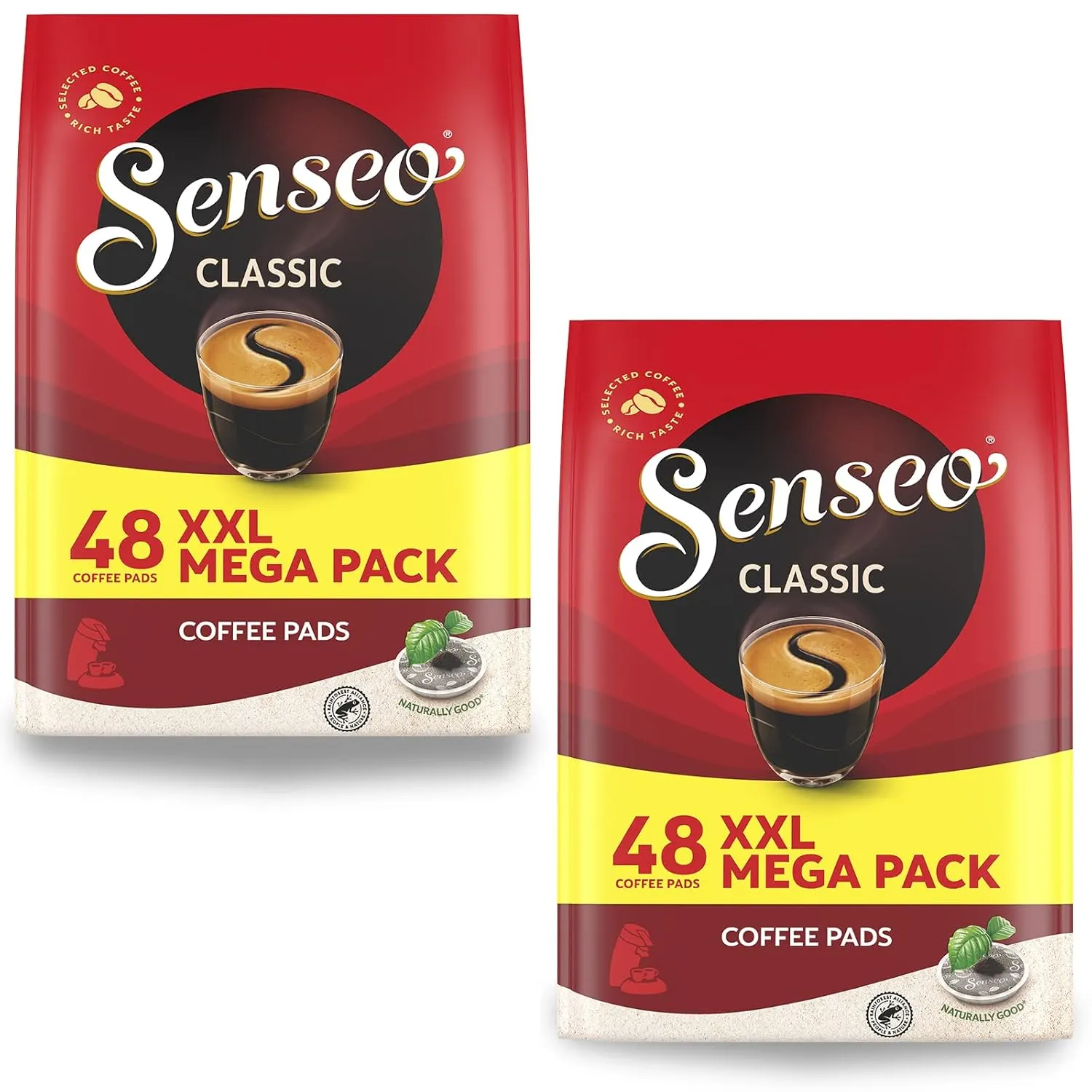 Senseo Classic Medium Roast Coffee Pods, 2 Packs, 96 Count, Smooth Flavor, Crema Layer on Top, Pads Compatible with PeleCom Machine