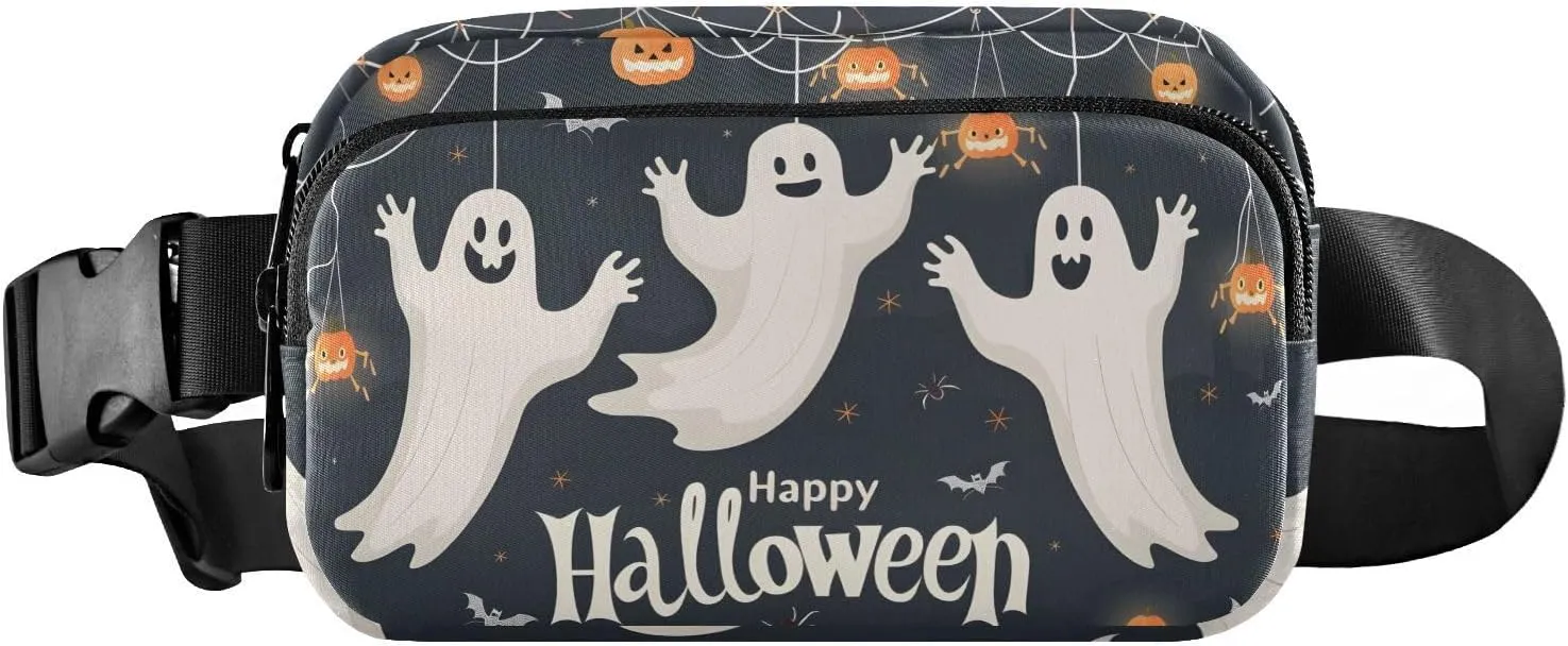 senya Halloween Spooky Ghost Spider Web Fanny Pack Crossbody Bags for Women Belt Bag Running Waist Bag with Adjustable Strap