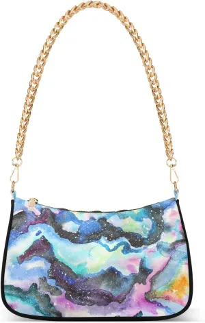 senya Handbags Chain Shoulder Tote Bag Colorful Universe Marble Satchel Purse Top Handle Crossbody Bags for Women