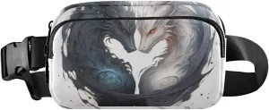 senya Ink Black-white Dragons Fanny Pack Crossbody Bags for Women Belt Bag Running Waist Bag with Adjustable Strap