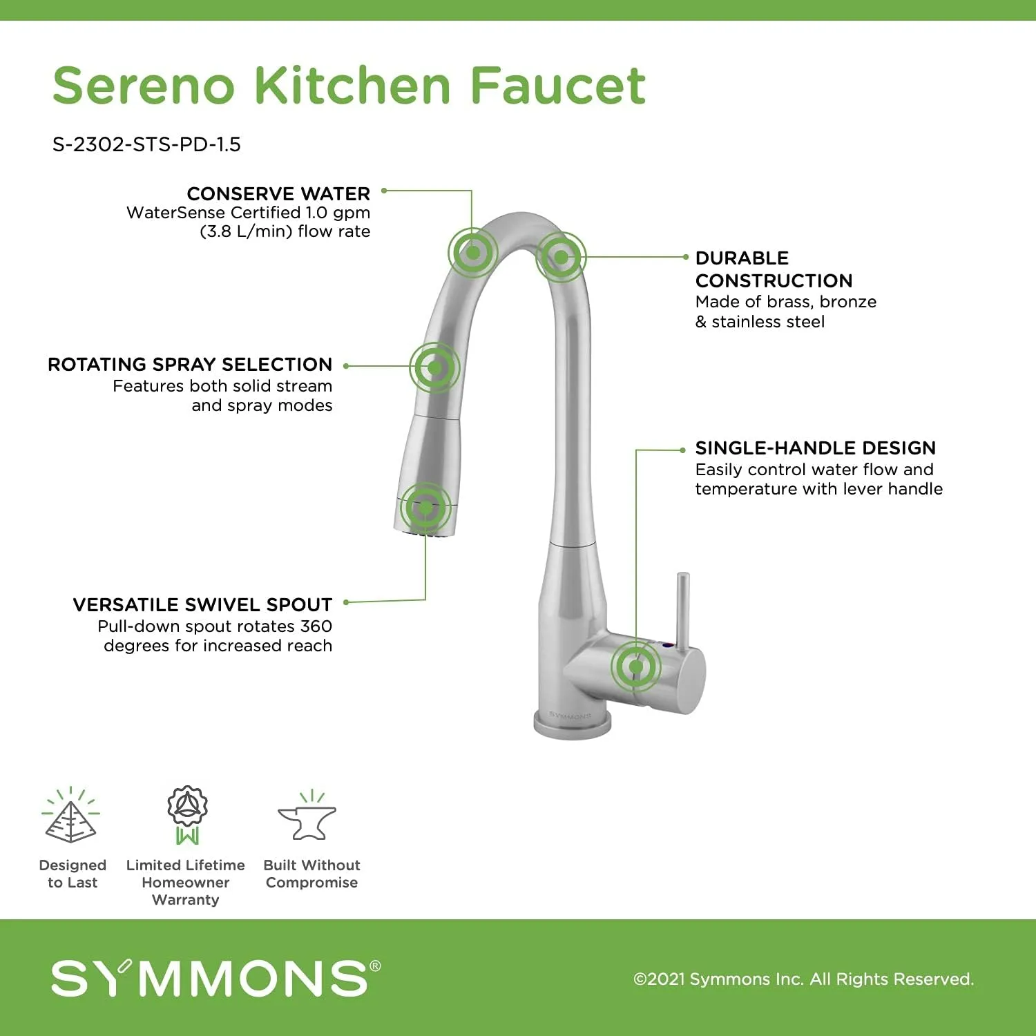 Sereno Single-Handle Pull-Down Sprayer Kitchen Faucet (1.5 GPM)