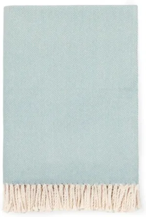 Sferra Celine Herringbone, 100% Cotton Throw Blanket - Aqua