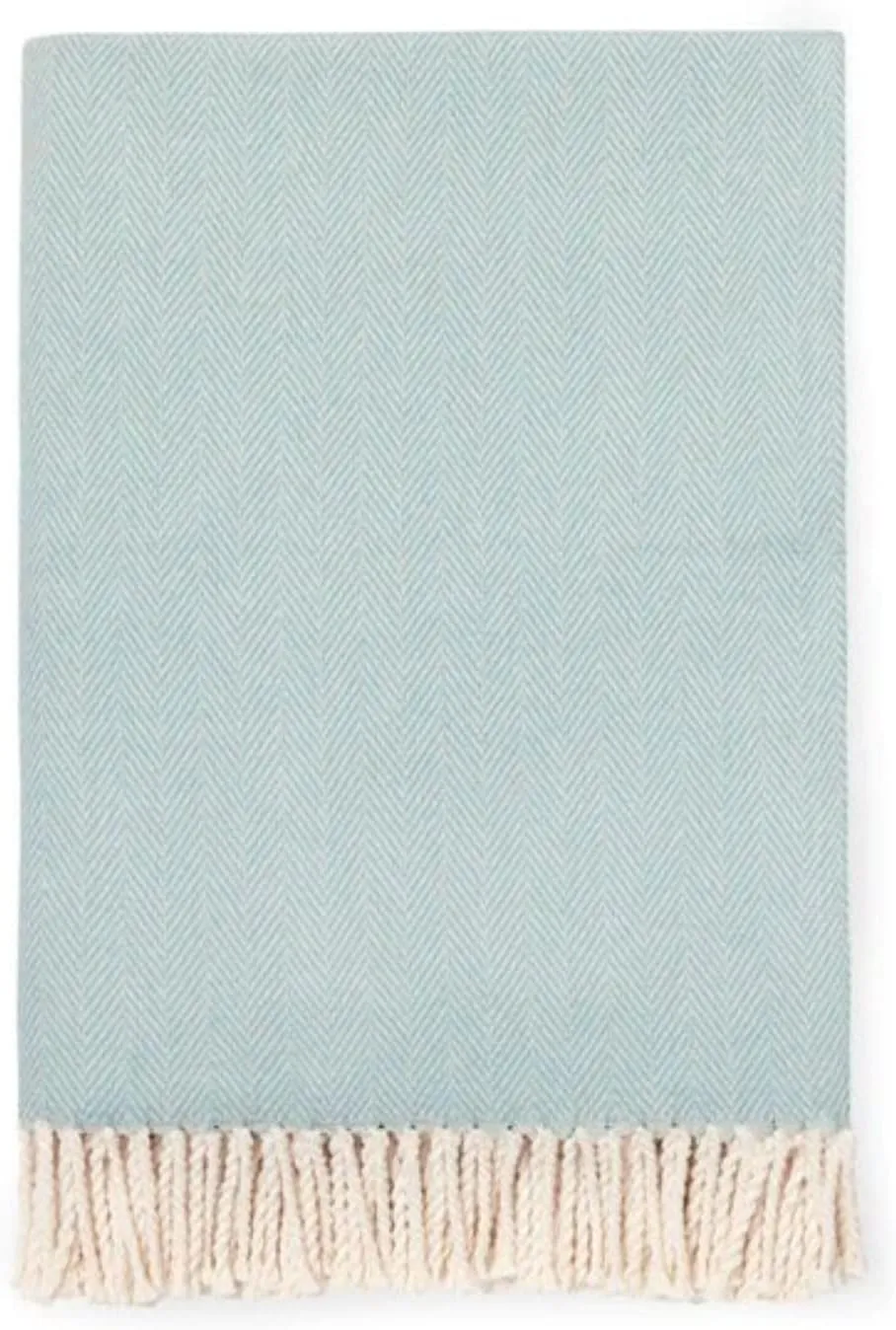 Sferra Celine Herringbone, 100% Cotton Throw Blanket - Aqua