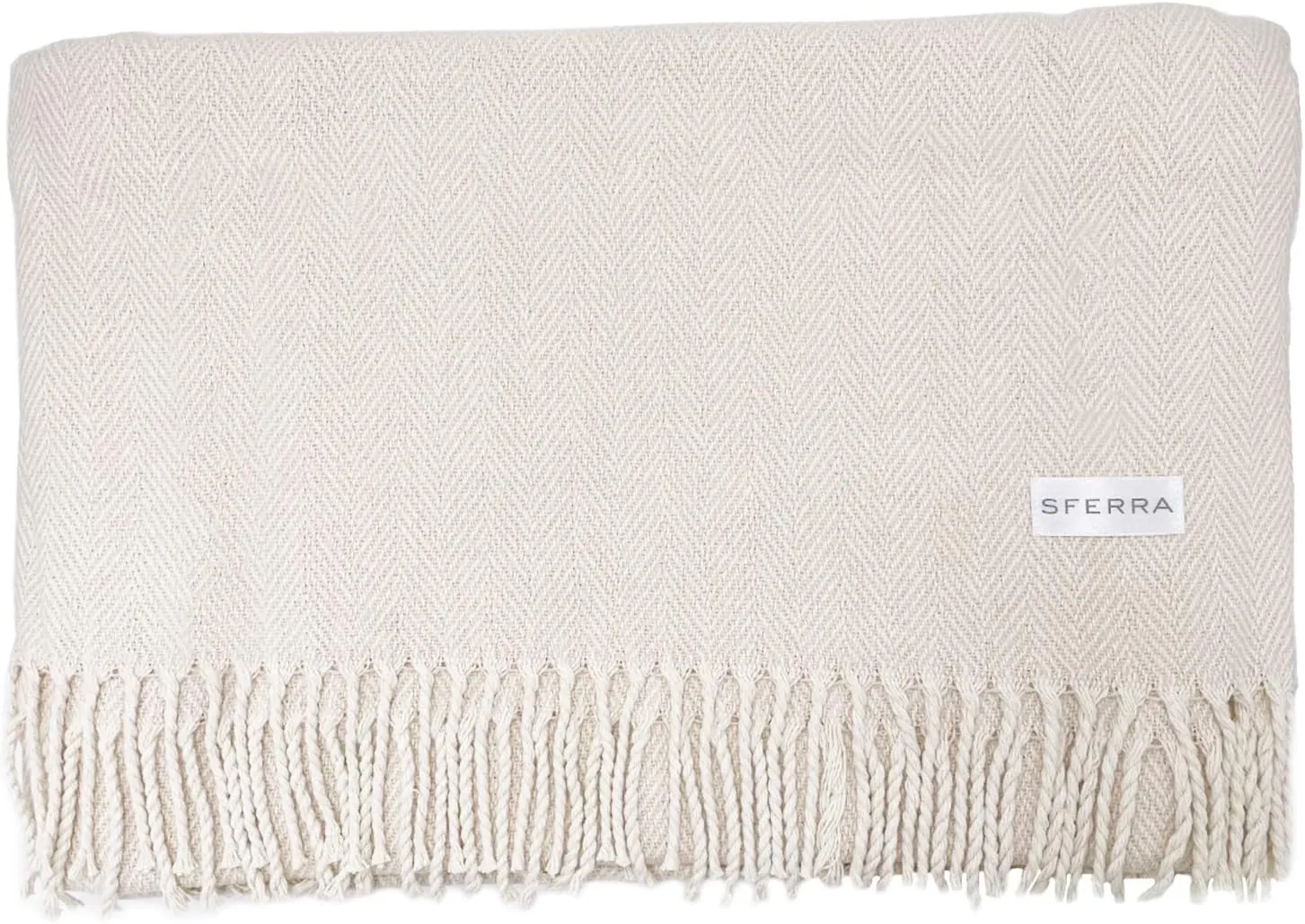 Sferra Celine Herringbone, 100% Cotton Throw Blanket - Taupe