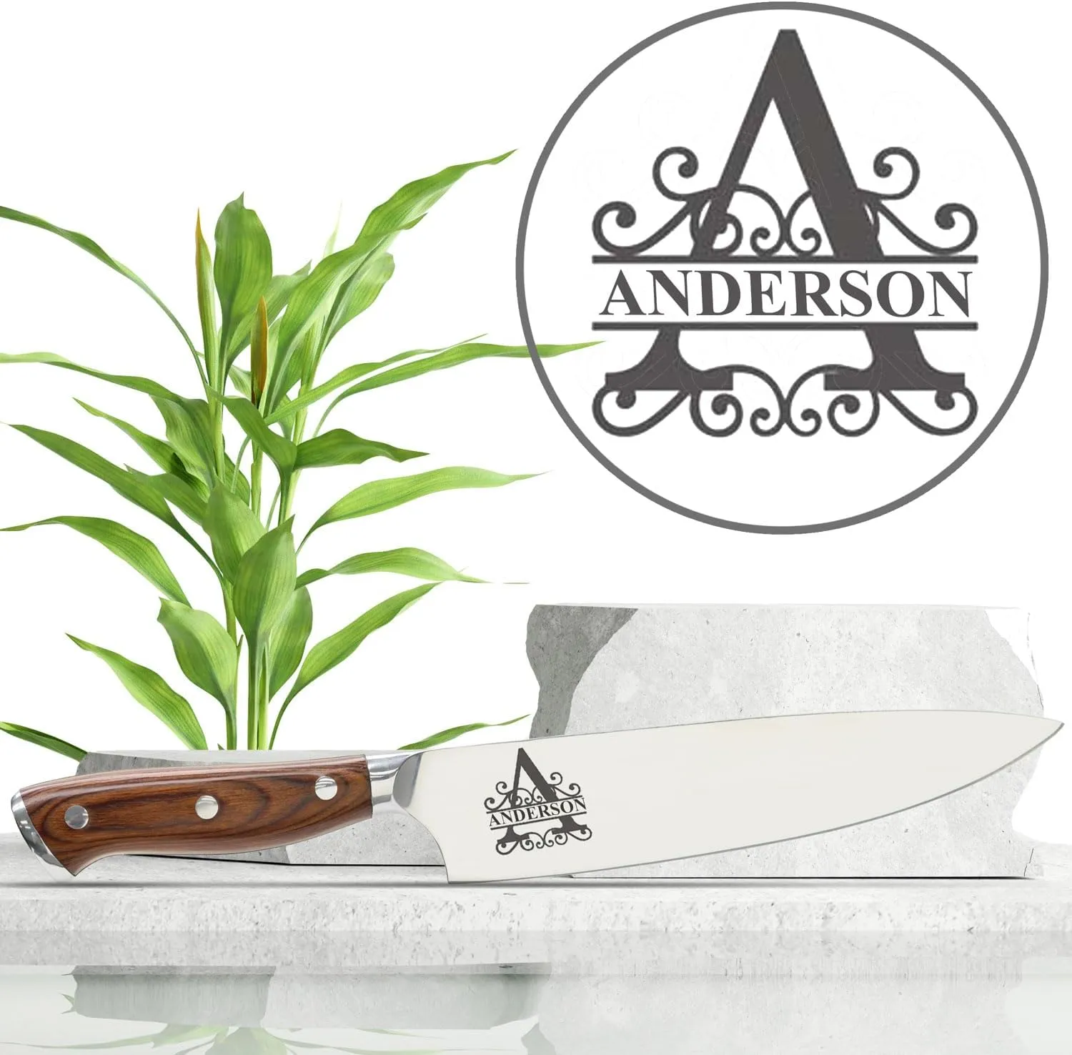 Shape28 Customizable Custom Chef Knife Personalized chef knife, Engraved chef knife, corporate keepsake, Kitchen Knife with Laser Engraved Monogram - Personalized Touch