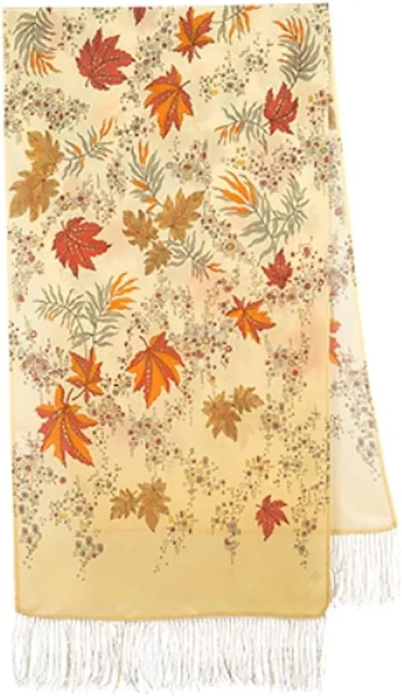 Shawl Russian Scarf 100% Silk 50х190 cm Women Summer Floral Scarf with Fringe 1051-52