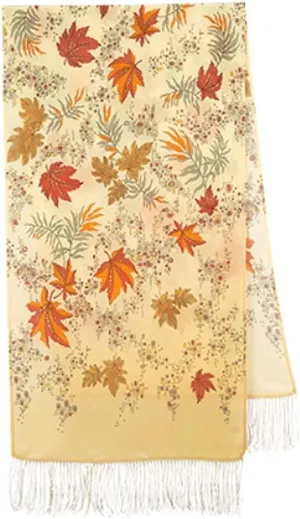 Shawl Russian Scarf 100% Silk 50х190 cm Women Summer Floral Scarf with Fringe 1051-52