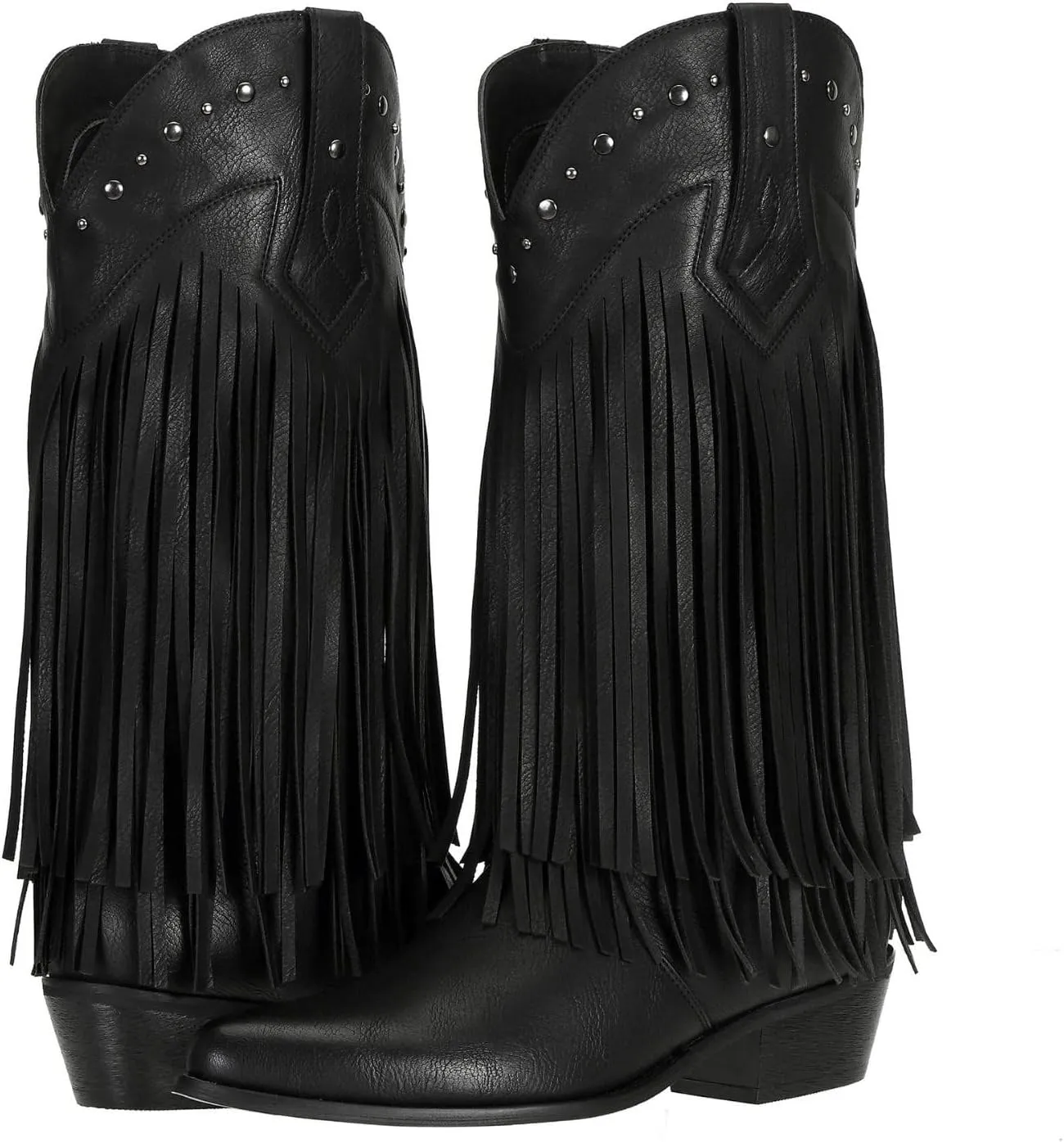 SheSole Women's Fringe Western Boots Wide Calf Riding Cowgirl Cowboy boots Black