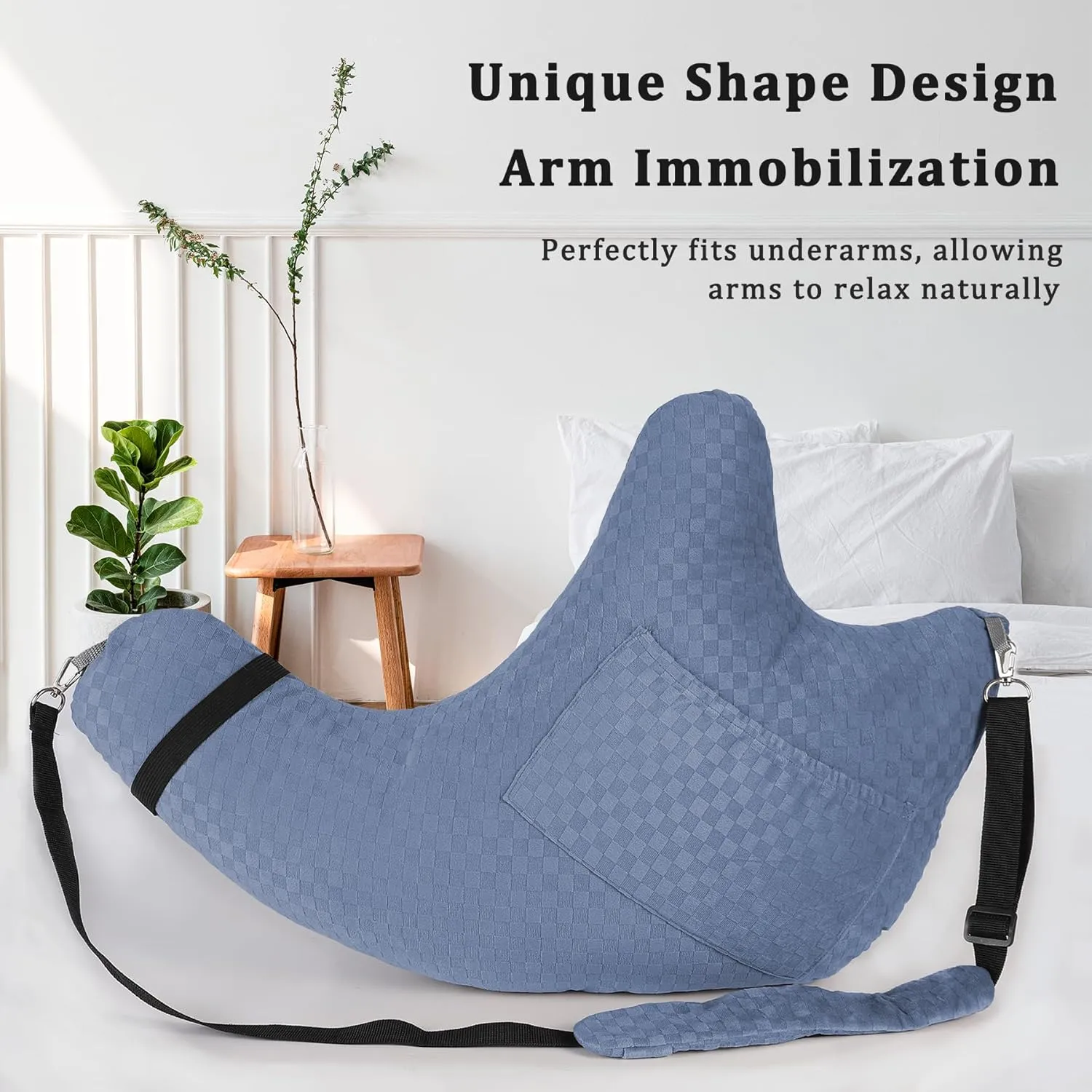 Shoulder Surgery Pillow, Rotator Cuff Pillow for Side Sleeper, Shoulder Pain Relief Removable with Shoulder Strap Support Arm Pillow for Side Sleep and Post Surgery (Light Blue)
