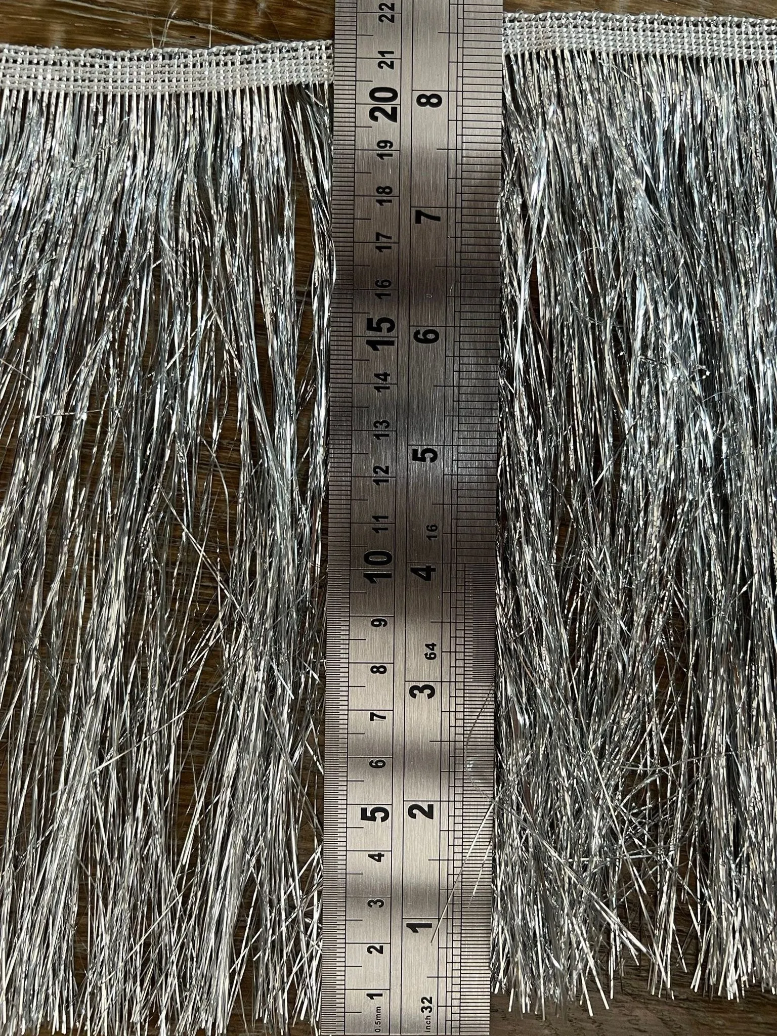 Silver Foil Fringe, 8” Wide, Silver, Dance Costume Accessory, Silver Fringe, Clothing, Crafting, High Quality