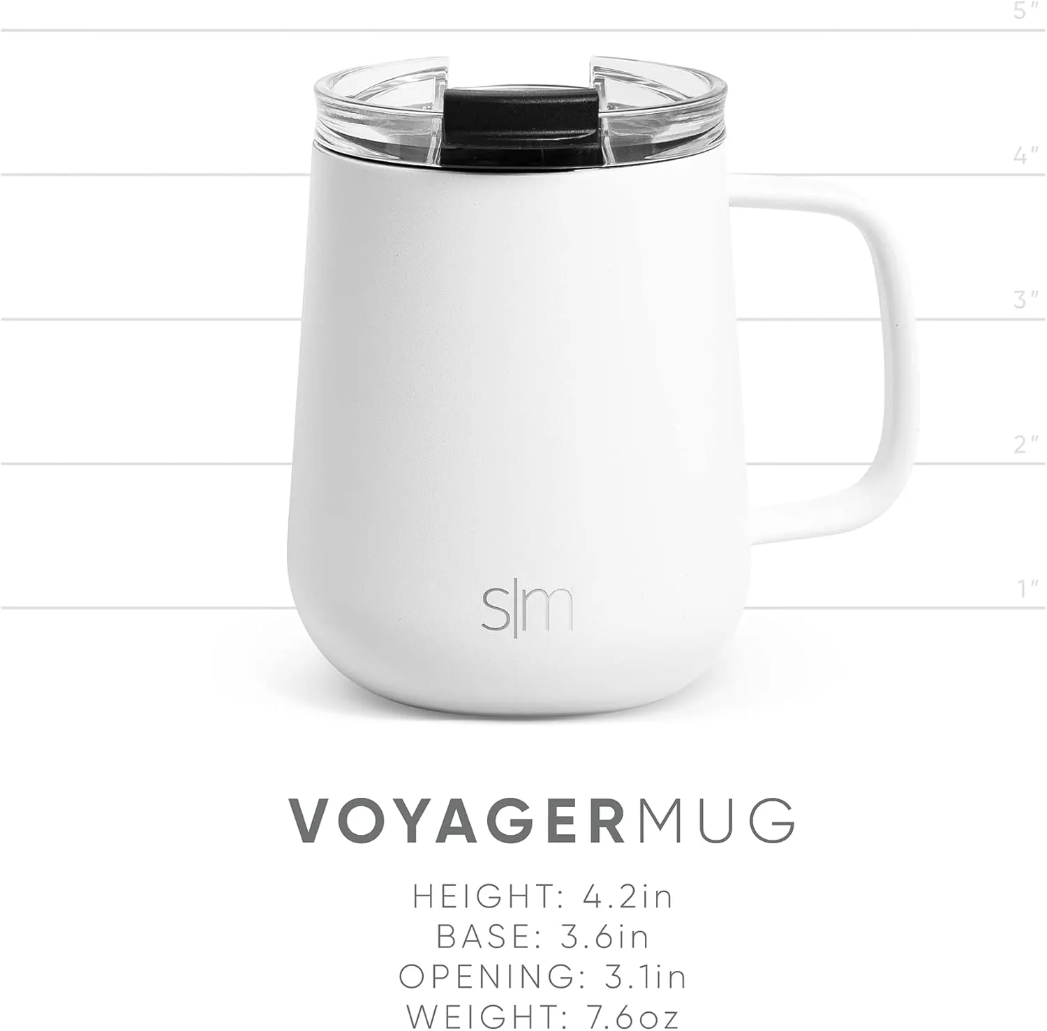 Simple Modern Travel Coffee Mug with Lid and Handle | Reusable Insulated Stainless Steel Coffee Tumbler Tea Cup | Gifts for Women Men Him Her | Voyager Collection | 12oz | Midnight Black