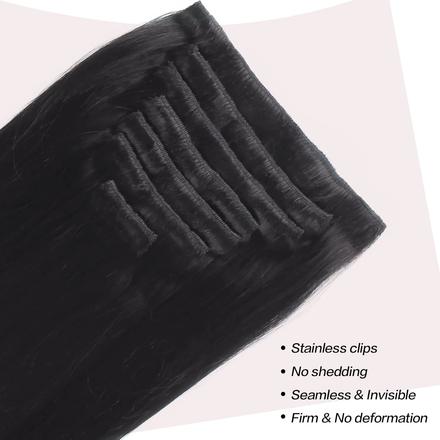 Sixstarhair Clip in Hair Extensions Black Women Brazilian Virgin Hair Natural Black 14 Inch Silky Straight Human Hair Extensions Double Weft 7 Pieces with 17Clips 120g per Pack