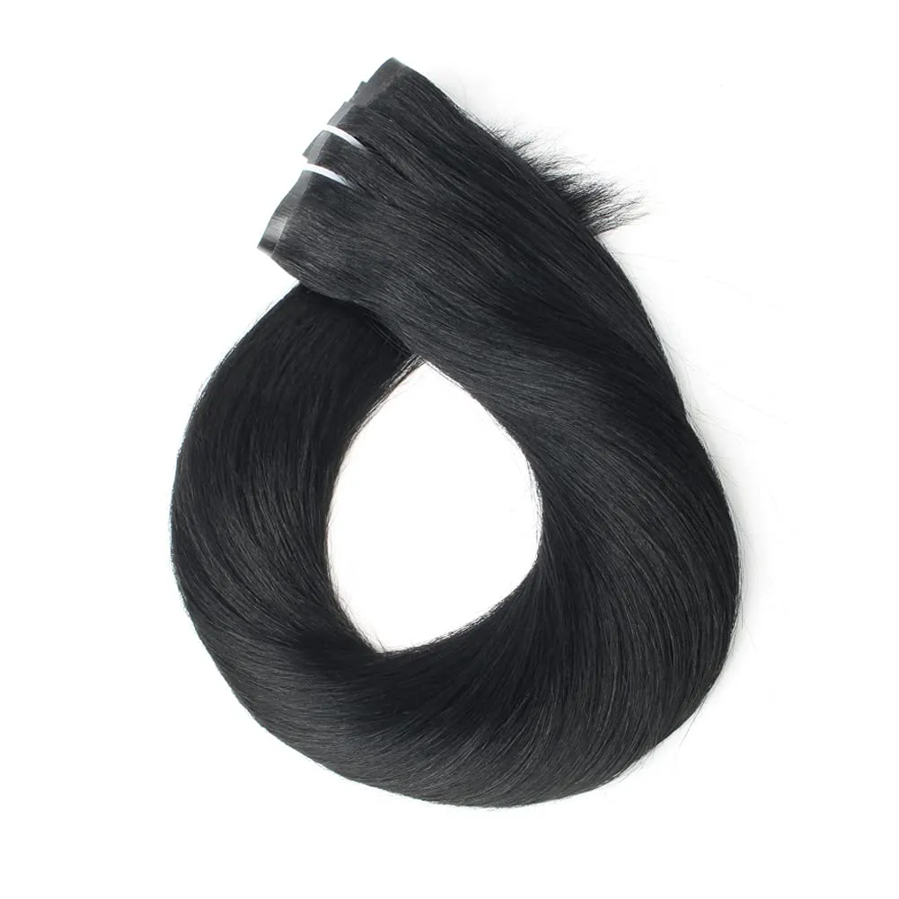 Sixstarhair Clip In Hair Extensions Human Hair Jet Black Hair Extensions 16 Inch 100 Remy Human Hair Extensions Silky Straight Grade 9A Extensions for Thick Hair