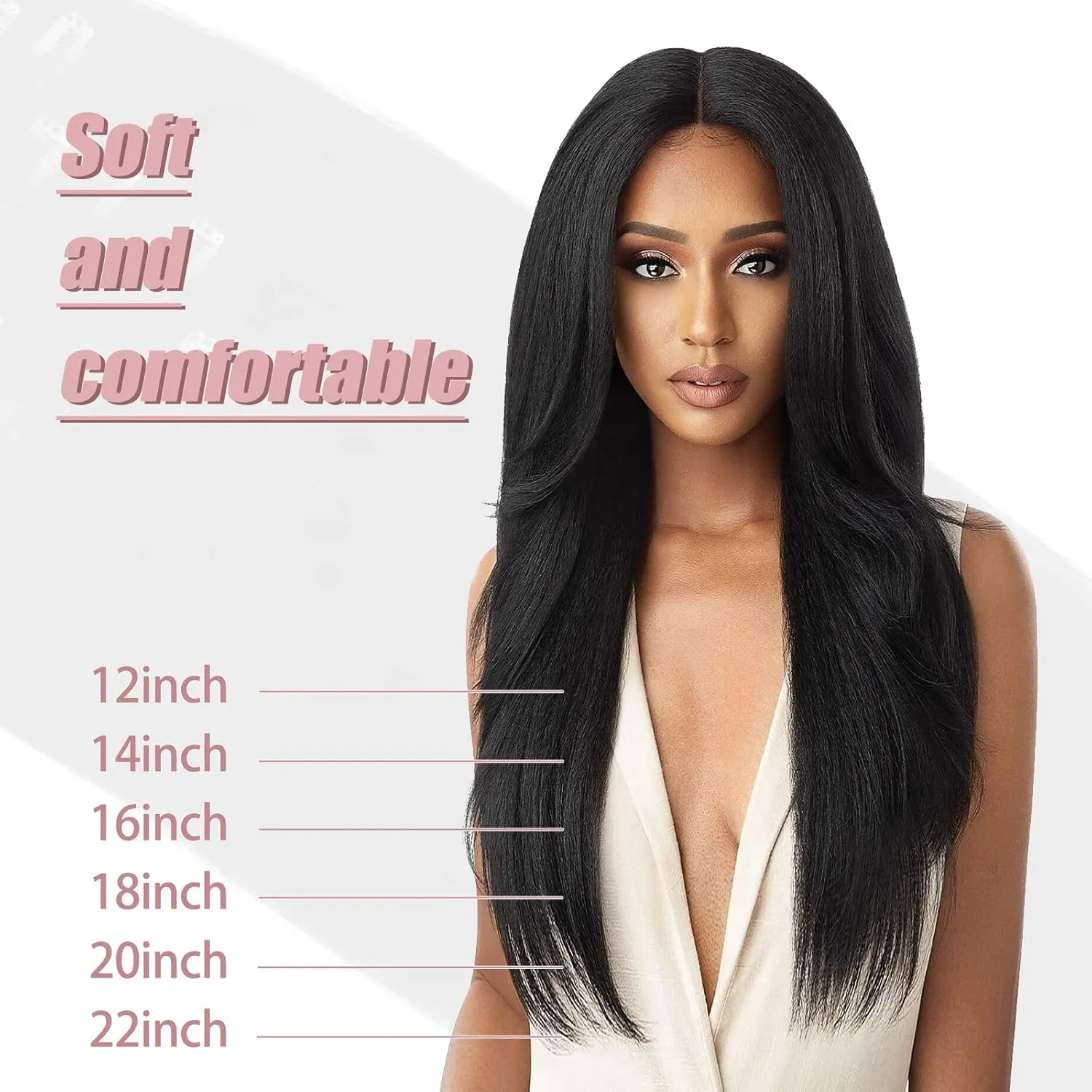 SixStarHair Clip In Hair Extensions Real Human Hair Yaki Straight Human Hair Clip Ins For Black Women Double Wefted Coarse Yaki Straight Hair Extensions 9A Grade Human Hair 7 Pieces 18inch