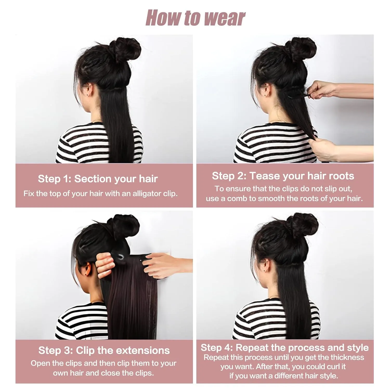 SixStarHair Clip In Hair Extensions Real Human Hair Yaki Straight Human Hair Clip Ins For Black Women Double Wefted Coarse Yaki Straight Hair Extensions 9A Grade Human Hair 7 Pieces 18inch