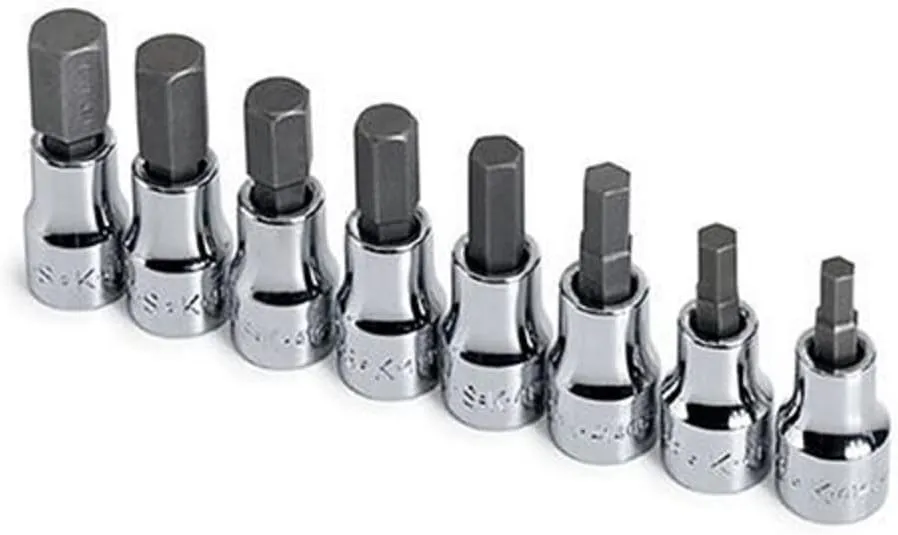SK Tools USA 3/8" Drive, 8 Piece, Standard, Metric, Chrome Hex Bit Socket Set: 5MM - 12MM | 19708