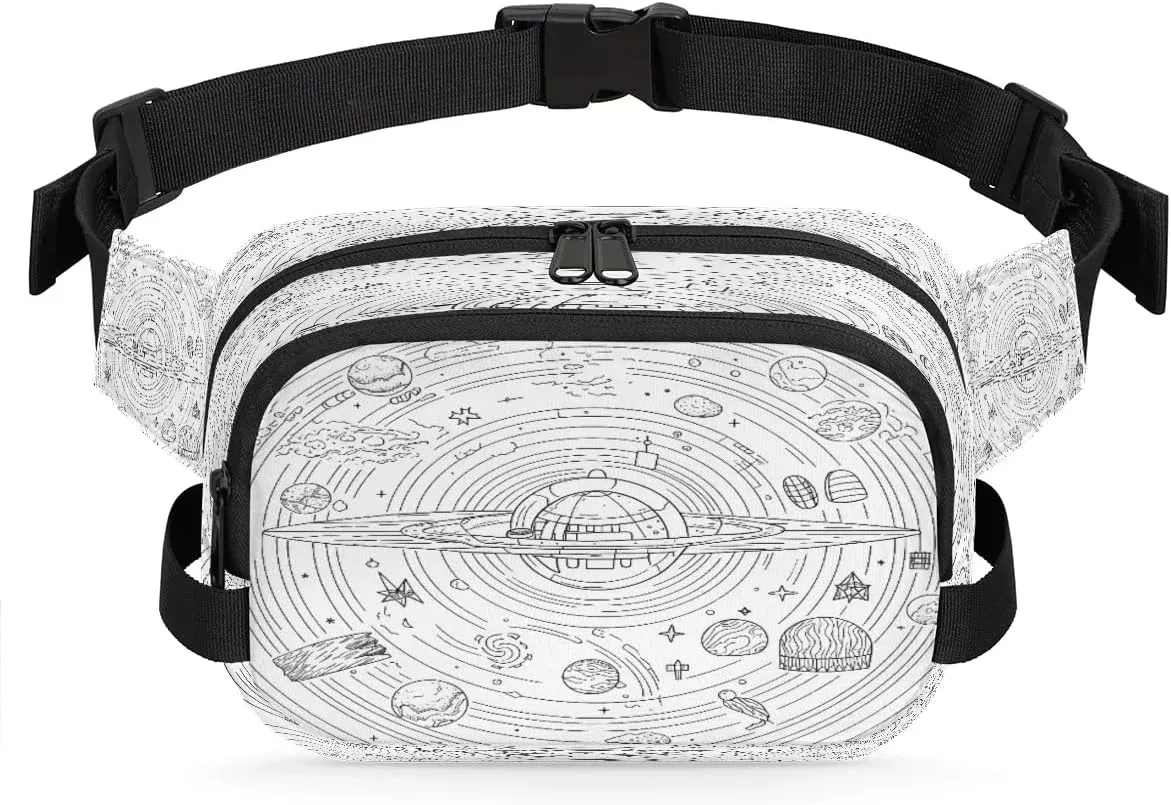 Sketch The Universe Men's and Women's Waist Pack Crossbody Abstract Astronomical Instruments Waist Pack Running Strap, Adjustable Shoulder Strap - For Hiking and Running Exercise Fitness