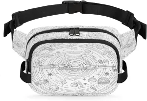 Sketch The Universe Men's and Women's Waist Pack Crossbody Abstract Astronomical Instruments Waist Pack Running Strap, Adjustable Shoulder Strap - For Hiking and Running Exercise Fitness