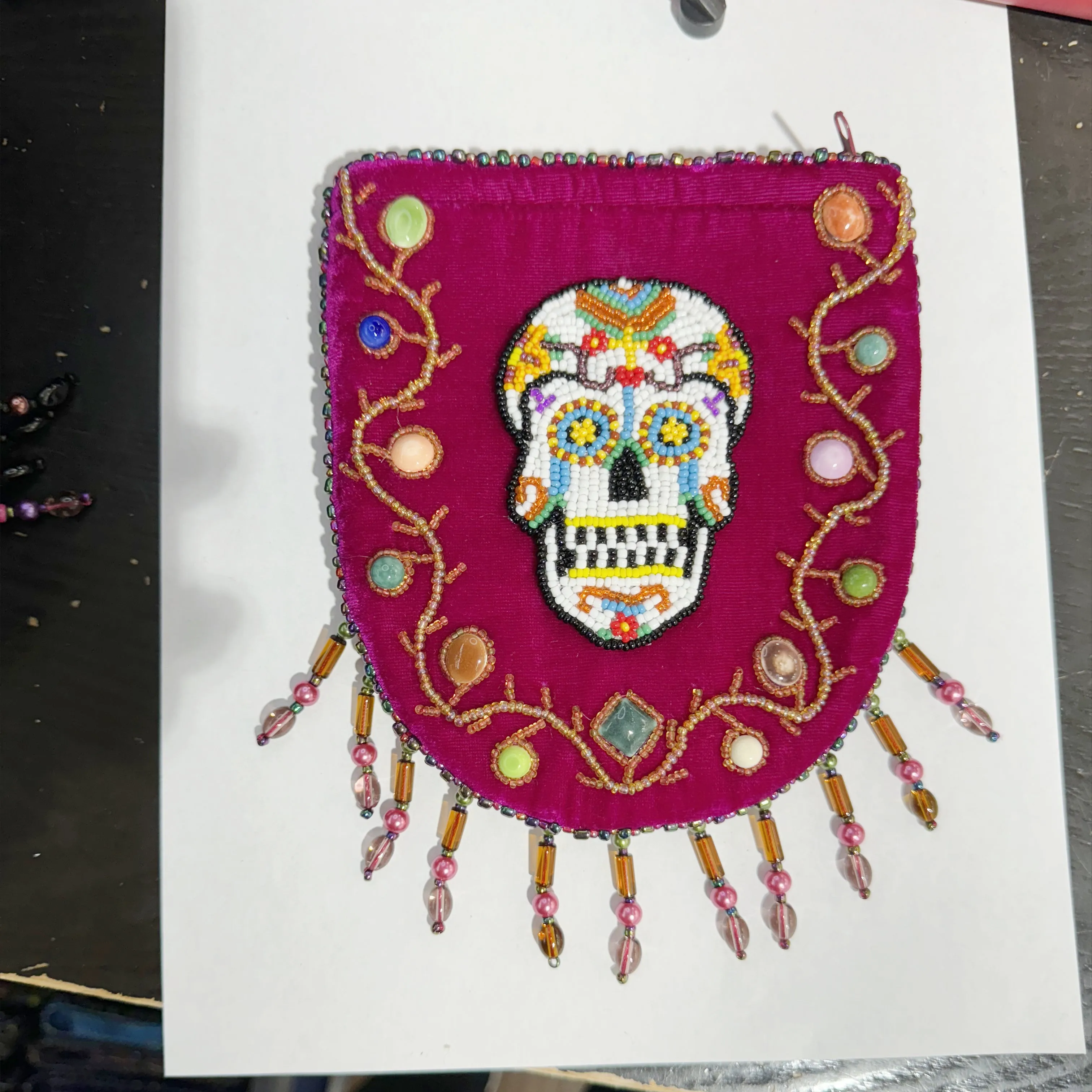Skull Pattern Velvet Crossbody MUG-SKULL