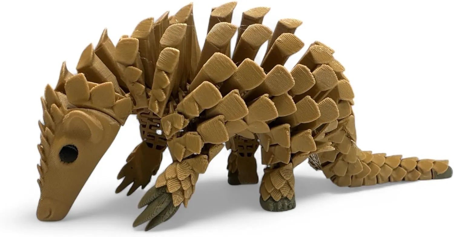 Skunk Prints HyperFlexi™ Articulated Pangolin 3D Printed Sensory Figurine, Premium Linking System (Beige, Regular)