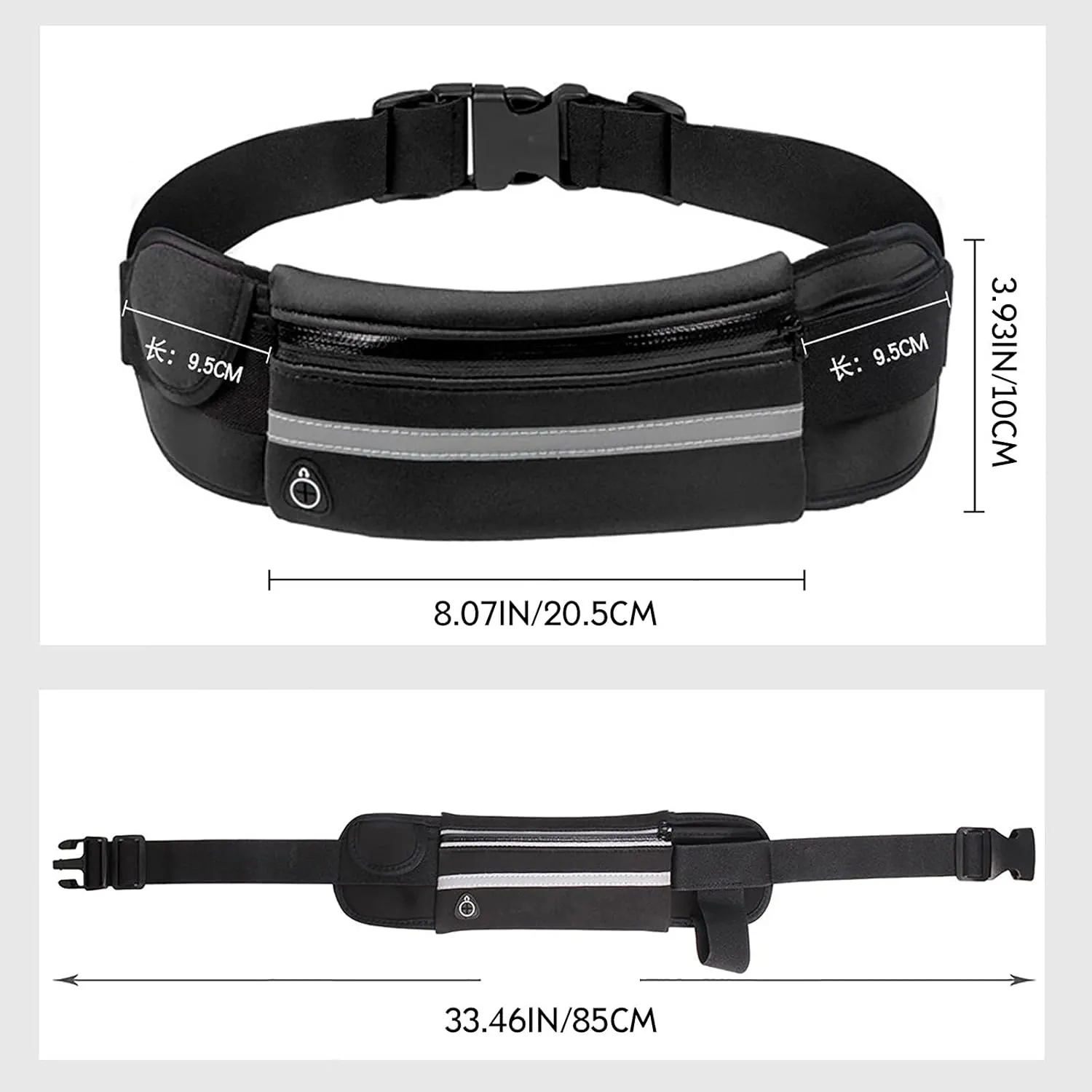 Slim Running Belt for Men, Waterproof Fanny Packs for Women,Phone Holder for Running,Reflective Waist Bag,Runners Belt Pouch,Money Belt,Waist Pack for Running Travel Workout Camping