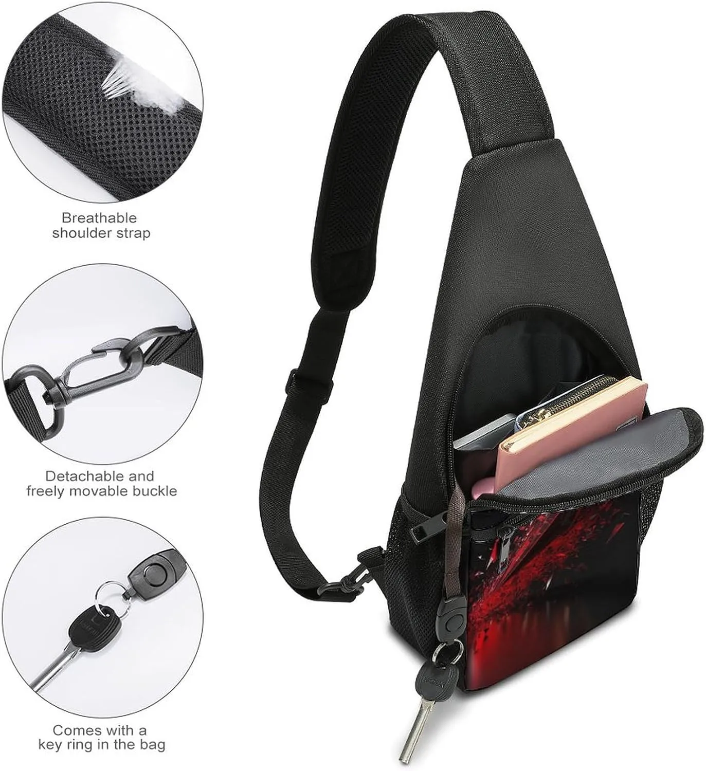 Sling Bag for Women Men Crossbody Bag Chest Bag Boats on Beach Sling Backpack Fanny Packs Travel Hiking Daypack