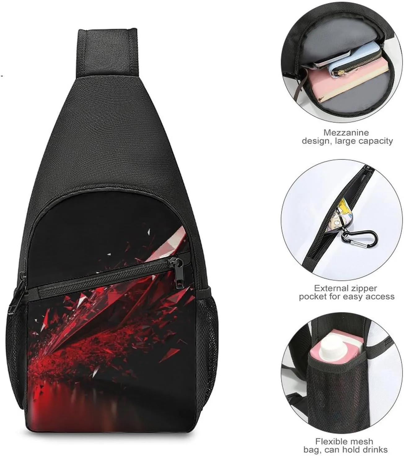Sling Bag for Women Men Crossbody Bag Chest Bag Boats on Beach Sling Backpack Fanny Packs Travel Hiking Daypack