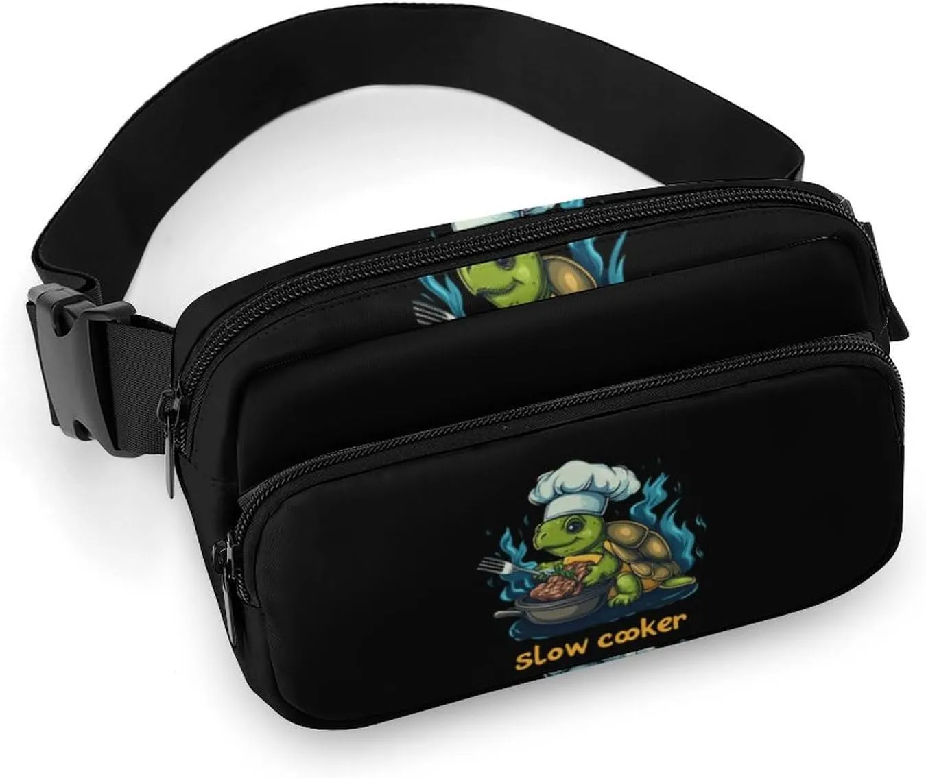 Slow Cooker Turtle Chef Hands-Free Fanny Packs Womens Mens Waist Pack Wallets Purse Mini Belt Bag
