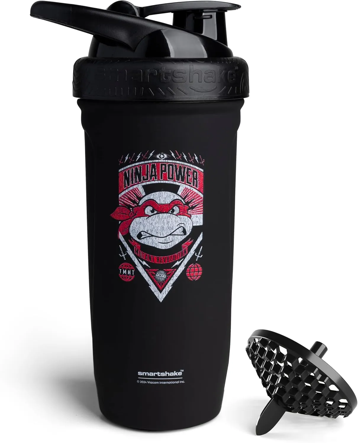 Smartshake TMNT Ninja Power Reforce Stainless Steel Protein Shaker Bottle 900 ml | 30 oz - Leakproof Screw-on Lid - BPA Free – Unisex - Non Insulated - Black