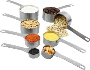 Smithcraft Measuring Cups set, 18/8 (304) Stainless Steel Measuring Cups for Kitchen & Baking, Heavy Duty Solid Measurement Cups, Us & Metric Measure Tools with 1/16, 1/8, 2/3 &3/4 Cups