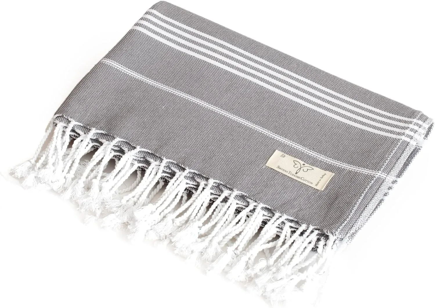 SMYRNA TURKISH COTTON Beach Blanket – Sand-Free Oversized Beach Throw 50x60 – Quick-Dry Lightweight Turkish Towel for Beach, Pool, Picnic & Outdoor Travel – Eco-Friendly Recycled Cotton, Dark Gray