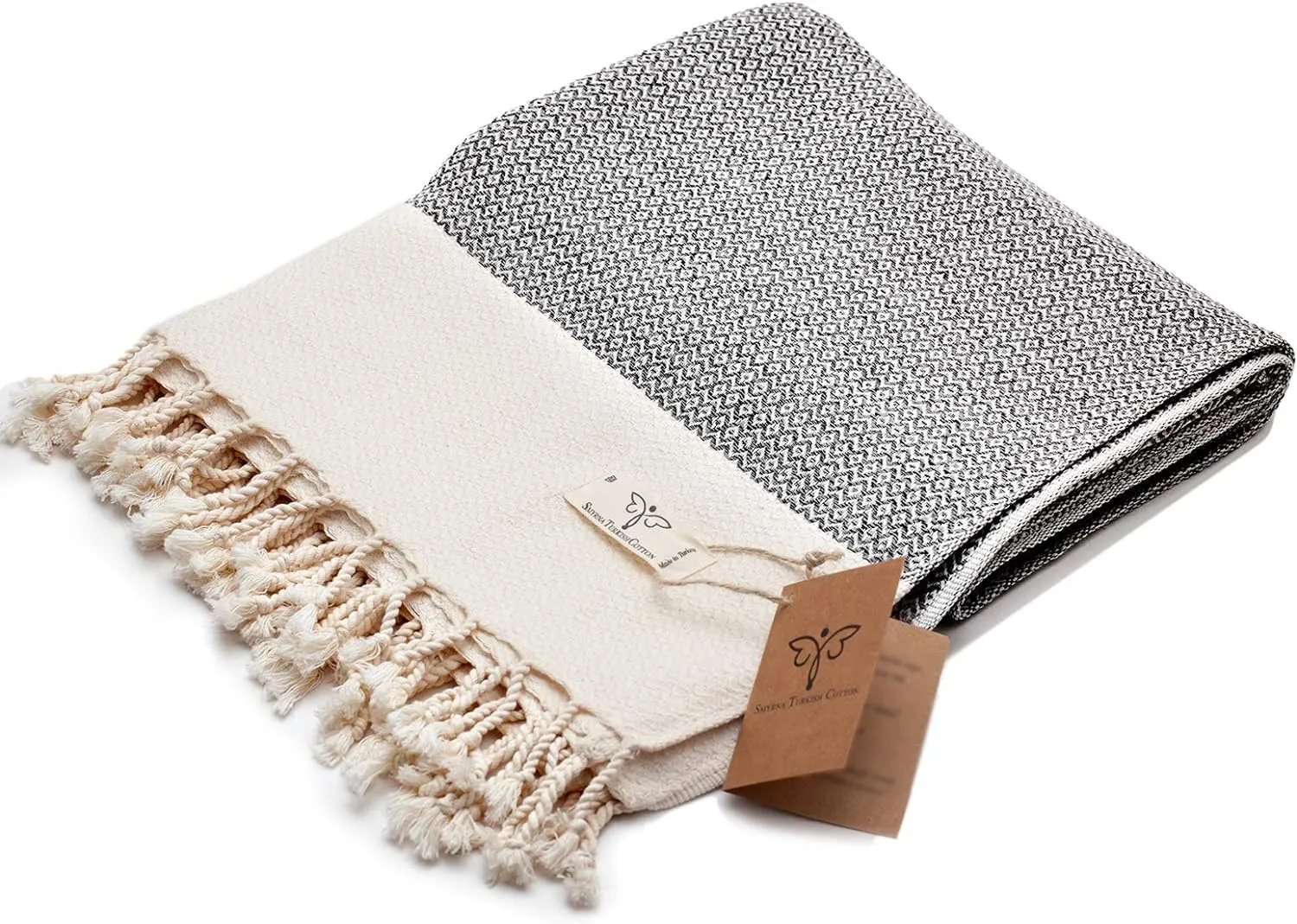 SMYRNA TURKISH COTTON Throw Blanket Vintage Series, 50x60 inch, Outdoor Blankets, Throws and Blankets for Couch, Sofa, Bed, Chair, Beach Picnic, Travel Boho Turkish Blanket Throw, Gray