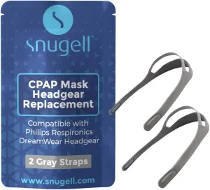 Snugell Strap Replacement for Philips DreamWear Headgear - CPAP Nasal Mask – 2-Packs in Gray – Premium Durable Nylon Material for Comfort, Adaptability, Secure Fit – Perfect for Effective CPAP Therapy