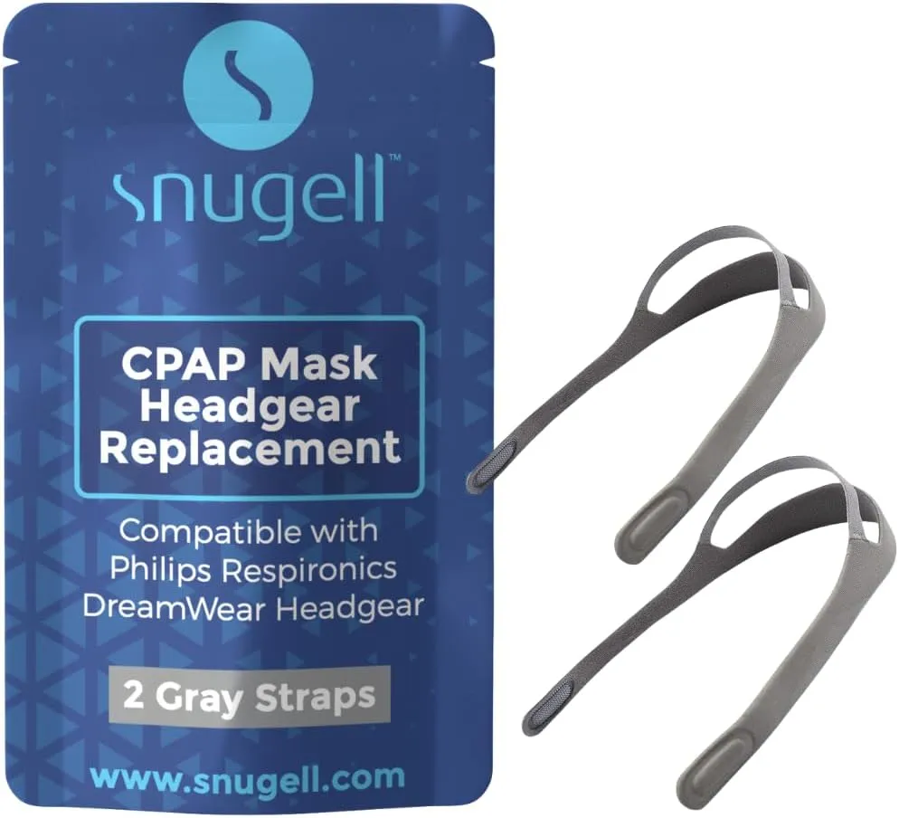 Snugell Strap Replacement for Philips DreamWear Headgear - CPAP Nasal Mask – 2-Packs in Gray – Premium Durable Nylon Material for Comfort, Adaptability, Secure Fit – Perfect for Effective CPAP Therapy