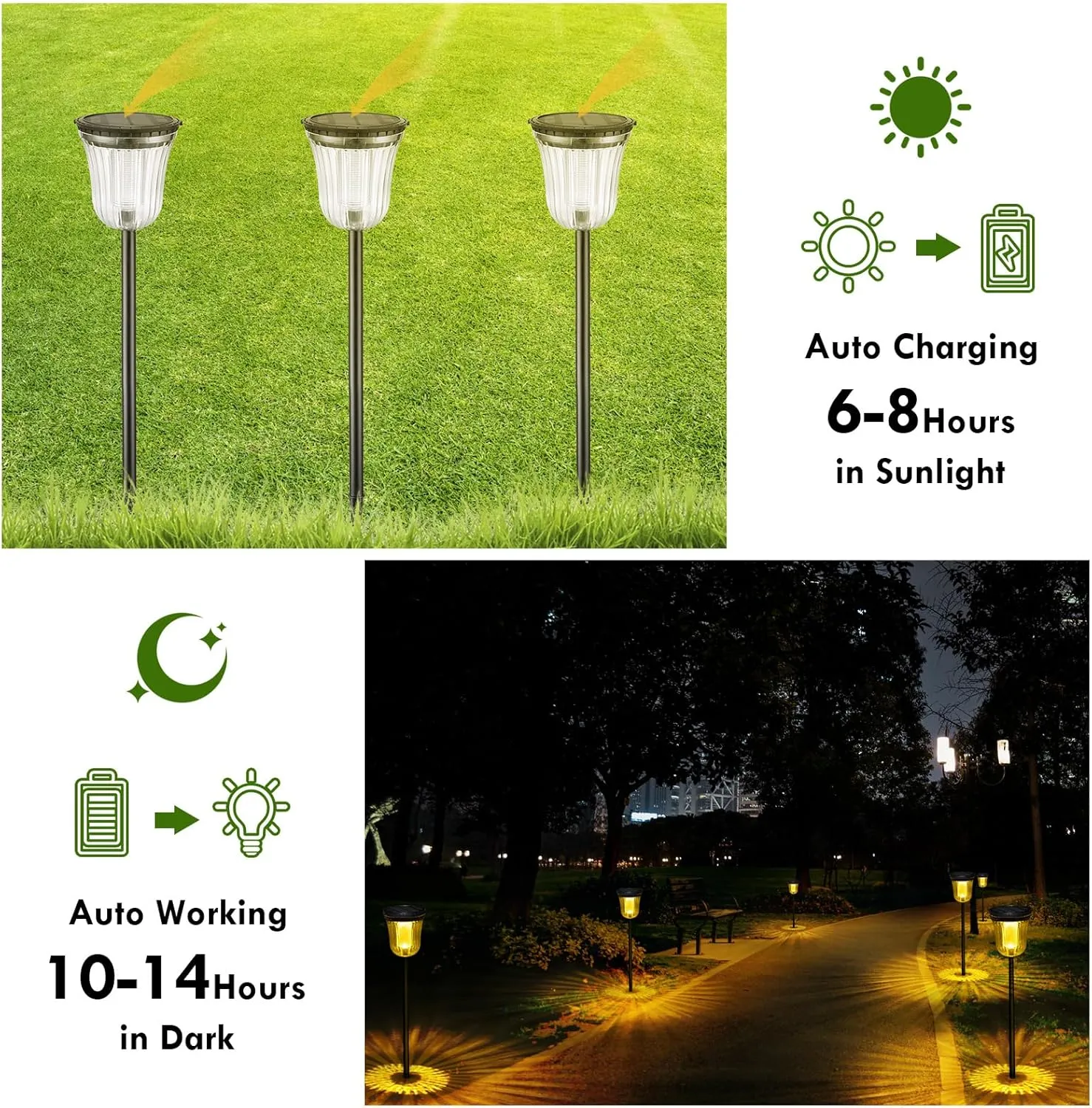 Solar Pathway Lights Outdoor, 4 Pack Solar Lights Outdoor Waterproof, 200 Lumens Super Bright Solar Garden Lights,Up to 14 Hrs Auto On/Off Outside Lights for Yard Lawn Walkway Driveway Path