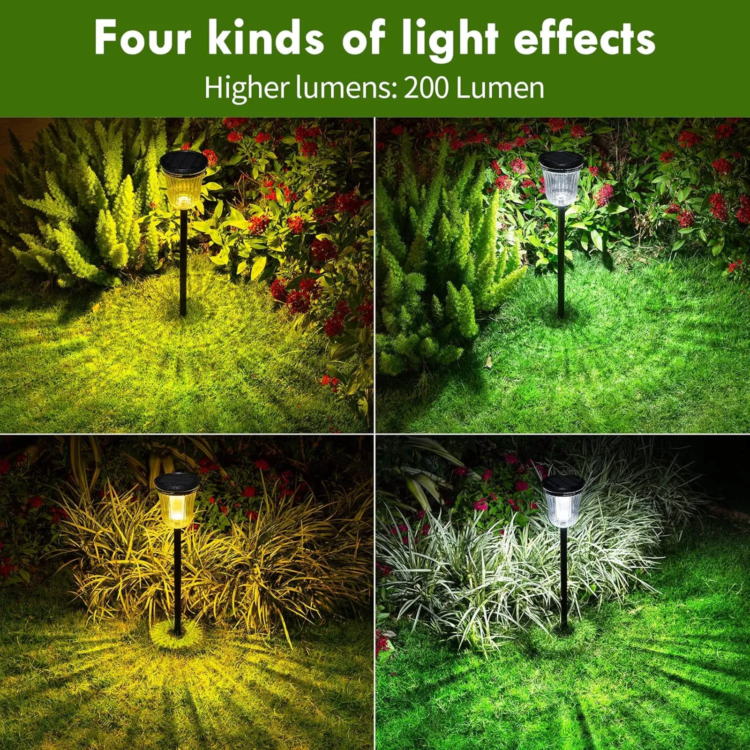 Solar Pathway Lights Outdoor, 4 Pack Solar Lights Outdoor Waterproof, 200 Lumens Super Bright Solar Garden Lights,Up to 14 Hrs Auto On/Off Outside Lights for Yard Lawn Walkway Driveway Path