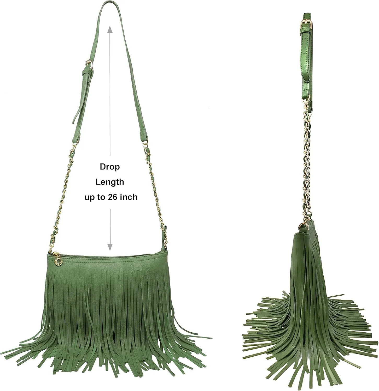 Solene Fringe Crossbody Shoulder Bag with Strap, Tassel Messenger bag, Country Style Western Fringe Purse for Women